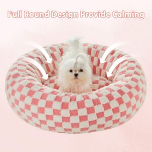 BFPETHOME Donut Dog Beds for Small Dog, Round Cat Beds for Indoor Cats, Calming Pet Bed for Puppy and Kitty with Non-Slip Bottom, Cute Fancy Dog Bed Machine Washable Plush Fabric