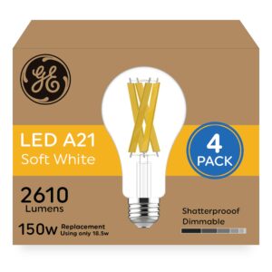 GE Ultra Bright LED Light Bulbs, 150 Watt, Soft White, A21 Bulbs (4 Pack)