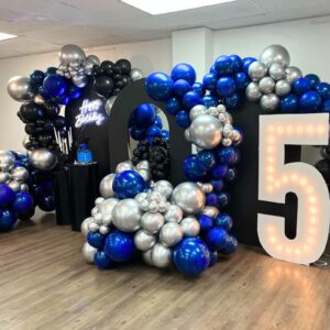 Blue and Black Balloons, 35pcs Blue Black and Silver Balloons, Dark Blue Black Latex Balloons Silver Confetti Balloons for Boys Birthday Baby Shower Wedding Graduation Party Decorations