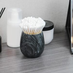 Marble Qtip Holder, Cotton Balls Holder - Modern Dispenser for Bathroom Organization - Q Tip Canister Accessories Cute Jar for Q-tip, Cotton Swabs, Toothpicks, Cotton Balls, Floss Sticks, Sea Salt