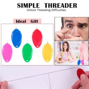 meeggrace Needle Threader, Small Needle Eye Threader Tool, Easy Threader for Machine and Hand Sewing, Fast and Precise Threading, Ideal for Needlework, with Transparent Box, Color Random (6PCS)