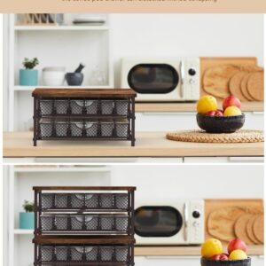 MOOACE Coffee Pod Holder for K Cup Holder Drawer Holder, Coffee Pod Drawer For Counter, 2 Tier K-Cup Storage With Sliding Baskets, 72 Capacity Pods Organizer Cups Capsule for Coffee Station, Brown