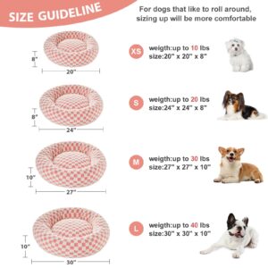 BFPETHOME Donut Dog Beds for Small Dog, Round Cat Beds for Indoor Cats, Calming Pet Bed for Puppy and Kitty with Non-Slip Bottom, Cute Fancy Dog Bed Machine Washable Plush Fabric