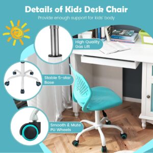 MEDIMALL Kids Desk Chair, Ergonomic Kids Office Chair Ages8-12 w/Lumbar Support, Low-Back Teen Desk Chair for Girls Boys, Small Cute Kids Computer Chair for Bedroom/Study/Vanity Desk, Turquoise