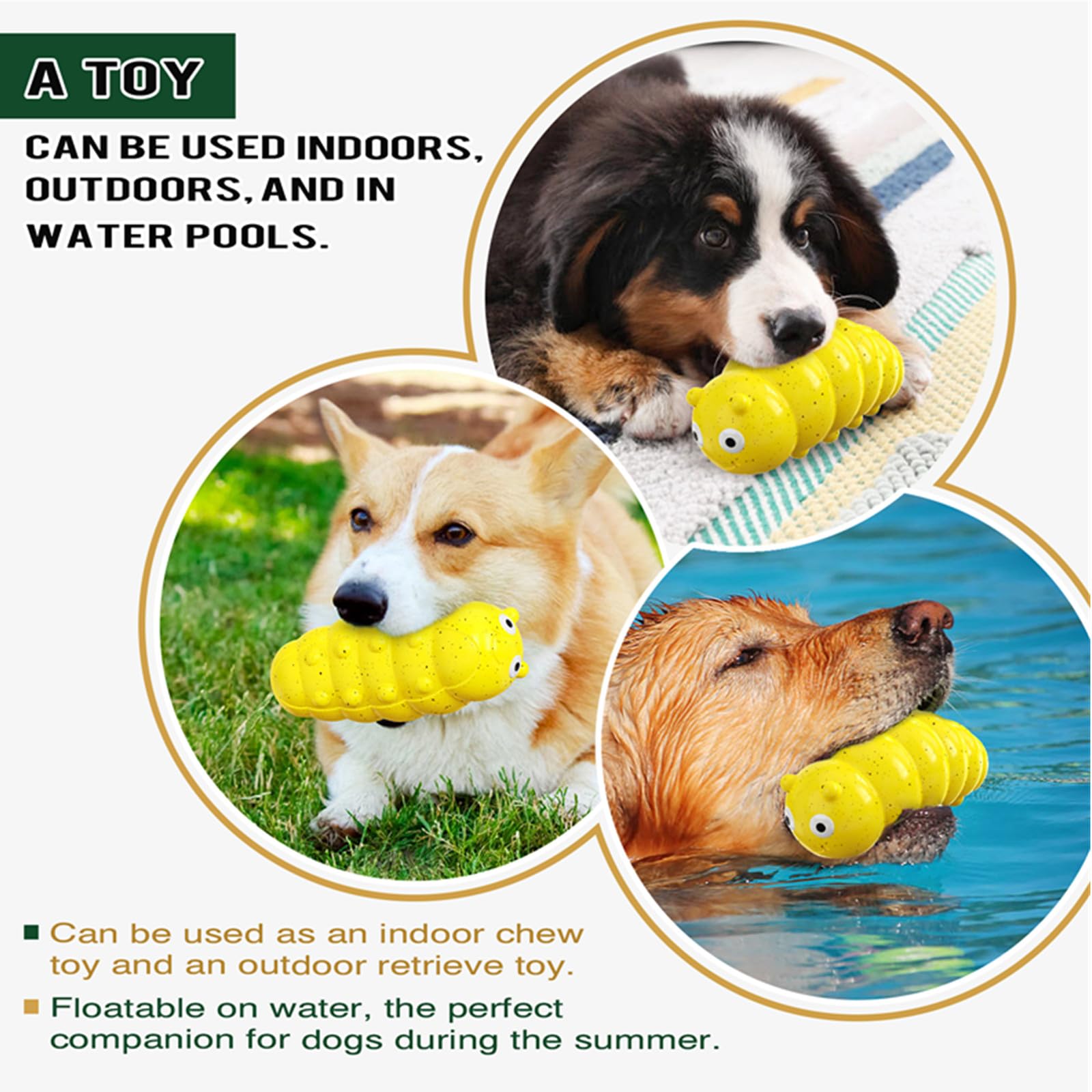 GUIASIPULE Indestructible Dog Toy for Aggressive Chewers, Extremely Tough Dog Toy for Large Breeds, Durable and Tough Latex Toy for Medium/Large Breeds,Gifts for Dogs,Yellow