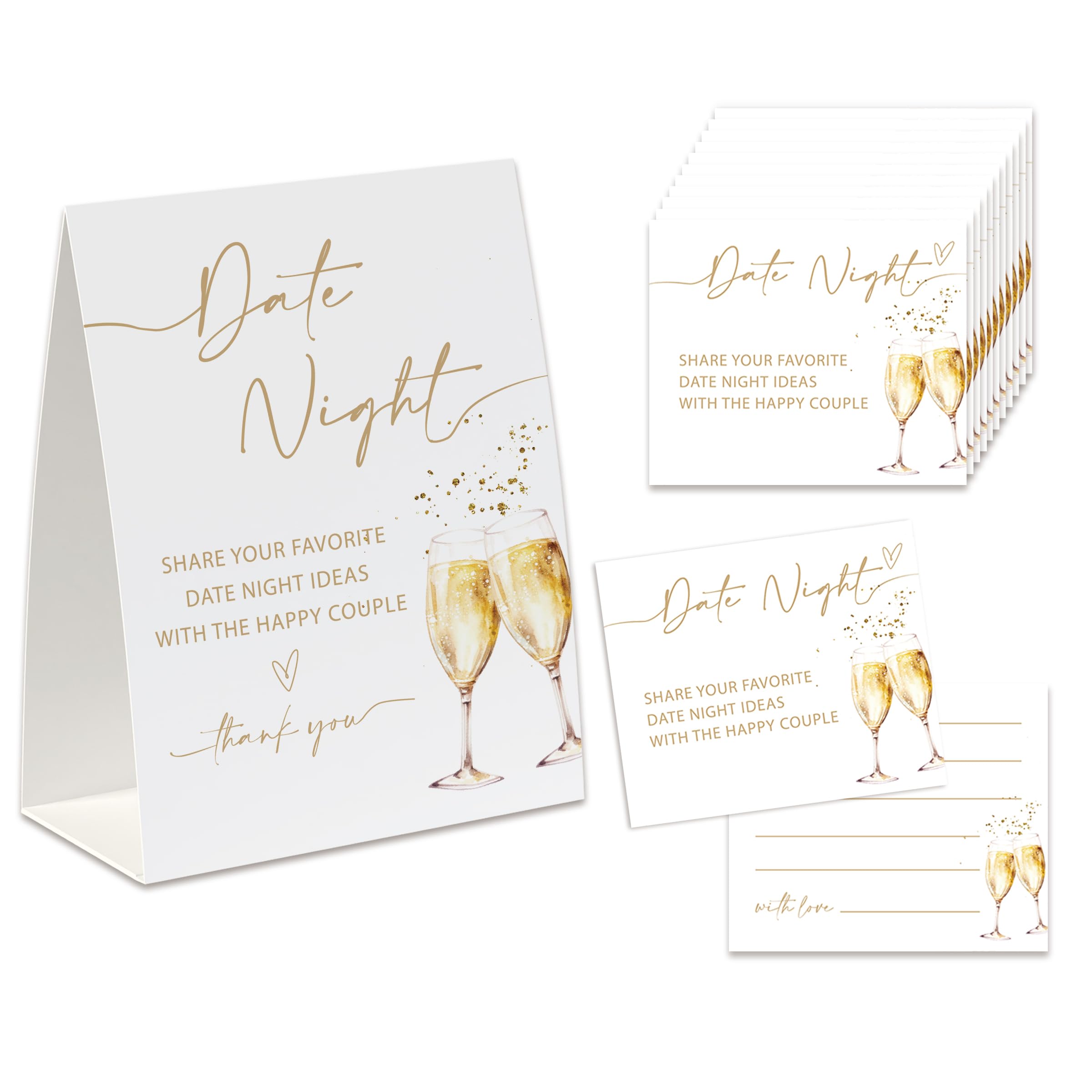 Date Night Ideas for Couples, Date Night Games, Bridal Shower Decorations, Popular Bridal Shower Games for Couples, Including 1 Sign And 50 Date Night Ideas Cards DATEN010