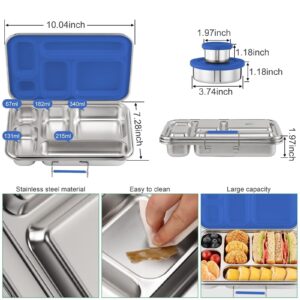 AOHEA Stainless Steel Bento Box Kids, Kids Metal Bento Lunch Box BPA Free Lunch Box Containers 304 Stainless Steel Bento Box for School and Office(Bule)