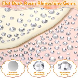 B-7000 Glue with 14000Pcs Craft Rhinestones for Clothes, Resin Silver Rhinestones Flatback Gems NonHotfix Rhinestone Bling Kit with Fabric Super Glue for Graduation Cap, Shoes, Tumblers, Makeup