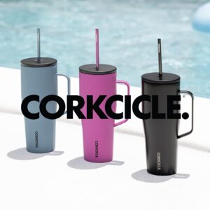 Corkcicle Rifle Paper 30oz Tumbler With Handle, Garden Cream Floral, Reusable Water Bottle, Triple Insulated Stainless Steel Travel Mug, BPA Free, Cold 12 Hours, Tumbler with Lid and Straw