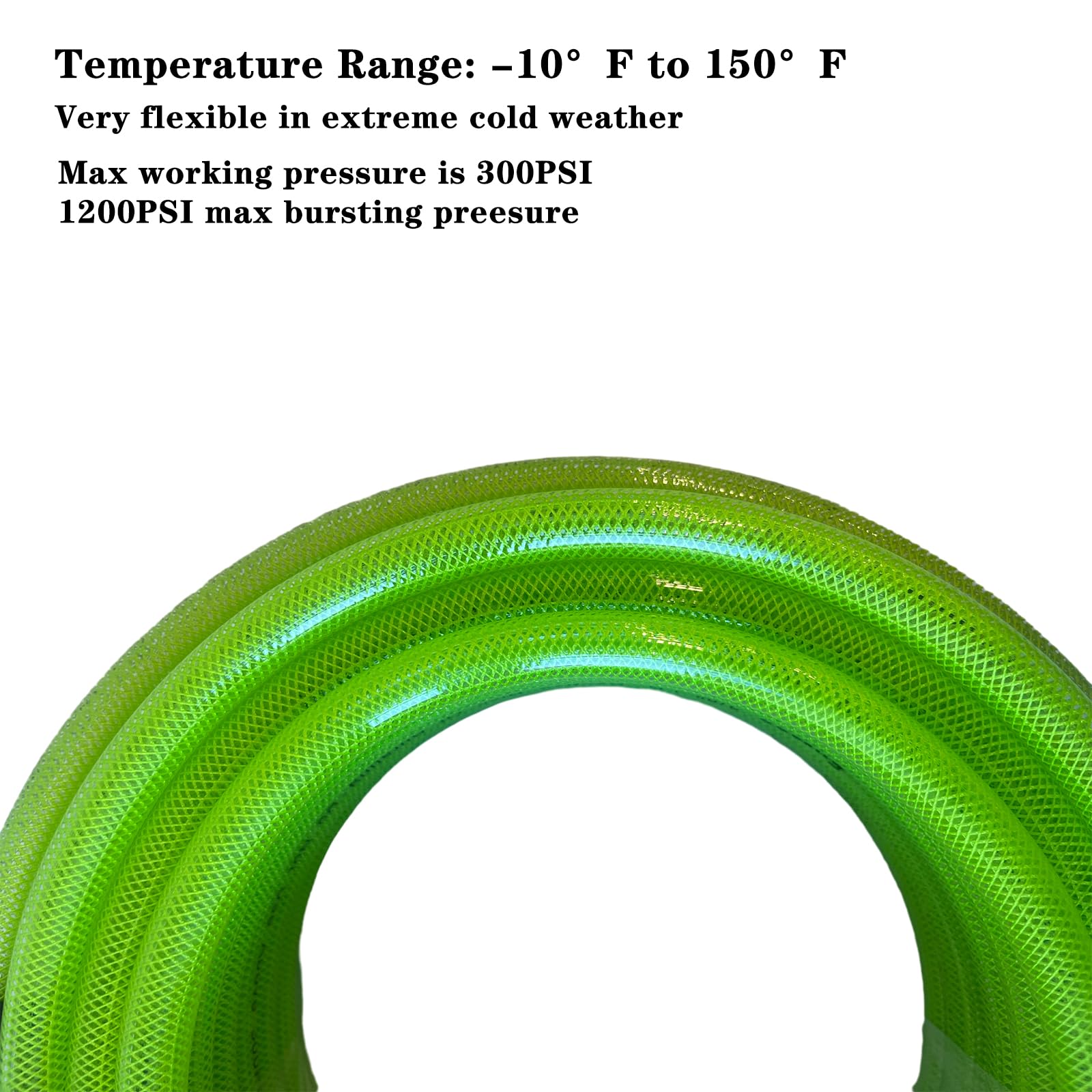 Air Hose 1/4 in x 100 ft, Polyurethane(PU), Reinforced Air Compressor Hose, Lightweight, Kink Resistant with 1/4” Industrial High Flow Quick Coupler&Plug, Bend Restrictors,300 PSI (100FT, White Green)