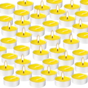 100 Pack Scented Tealight Candles 4 Hours, Lemon Aromatherapy Candles for Votive Home, Wedding Holiday and Emergency (Yellow)