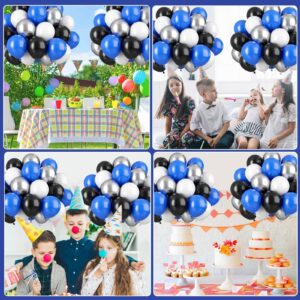 Blue and Black Balloons, 35pcs Blue Black and Silver Balloons, Dark Blue Black Latex Balloons Silver Confetti Balloons for Boys Birthday Baby Shower Wedding Graduation Party Decorations