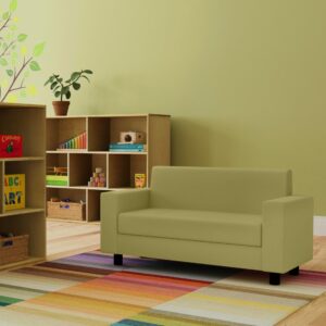 Factory Direct Partners SoftScape Inspired Playtime Classic Reading Sofa, Children's Commercial-Grade Upholstered Furniture for Home, Daycare, Preschool, Library; Modern Design - Fern Green, 14473-FG