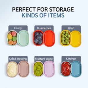 ISSEVE 6Pcs/Set Nesting Silicone Food Storage Containers with Lids, BPA Free Reusable Meal Prep Silicone Containers Lunch Box Bento Box Set (33.8oz, 20oz, 10oz, 6.7oz, 1.3oz) (Pink)