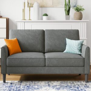 LINSY 58" W Loveseat Sofa, Small Couch Modern Comfy Couch for Bedroom and Living Room, Small Loveseat for Small Spaces, Easy Assembly, Dark Grey