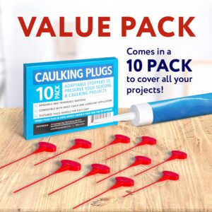 IMPRESA [10 Pack] Caulk Saver Caps Plugs - Caulk Tube Sealer Caps Tool for Most Applicator Tubes - Caulk Nozzle Tip Stopper to Prevent Drying - Caulk Tube Savers - Easy Cut Tube Tip Covers w/Handle