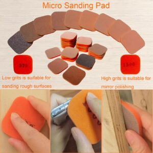 54 PCS 2 x 2 Inch Hand Sanding Pads - Soft Touch Sanding Pads from 320 to 3500 Grit - Ideal for Polishing Woods, Acrylics and Solid Surface