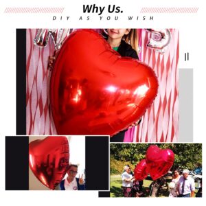 [4 Pcs] 32" Big Red Heart Foil Balloons, Big Giant Jumbo Heart Shaped Mylar Aluminium Decoration for Girl Valentine's Day Surprise Birthday Wedding