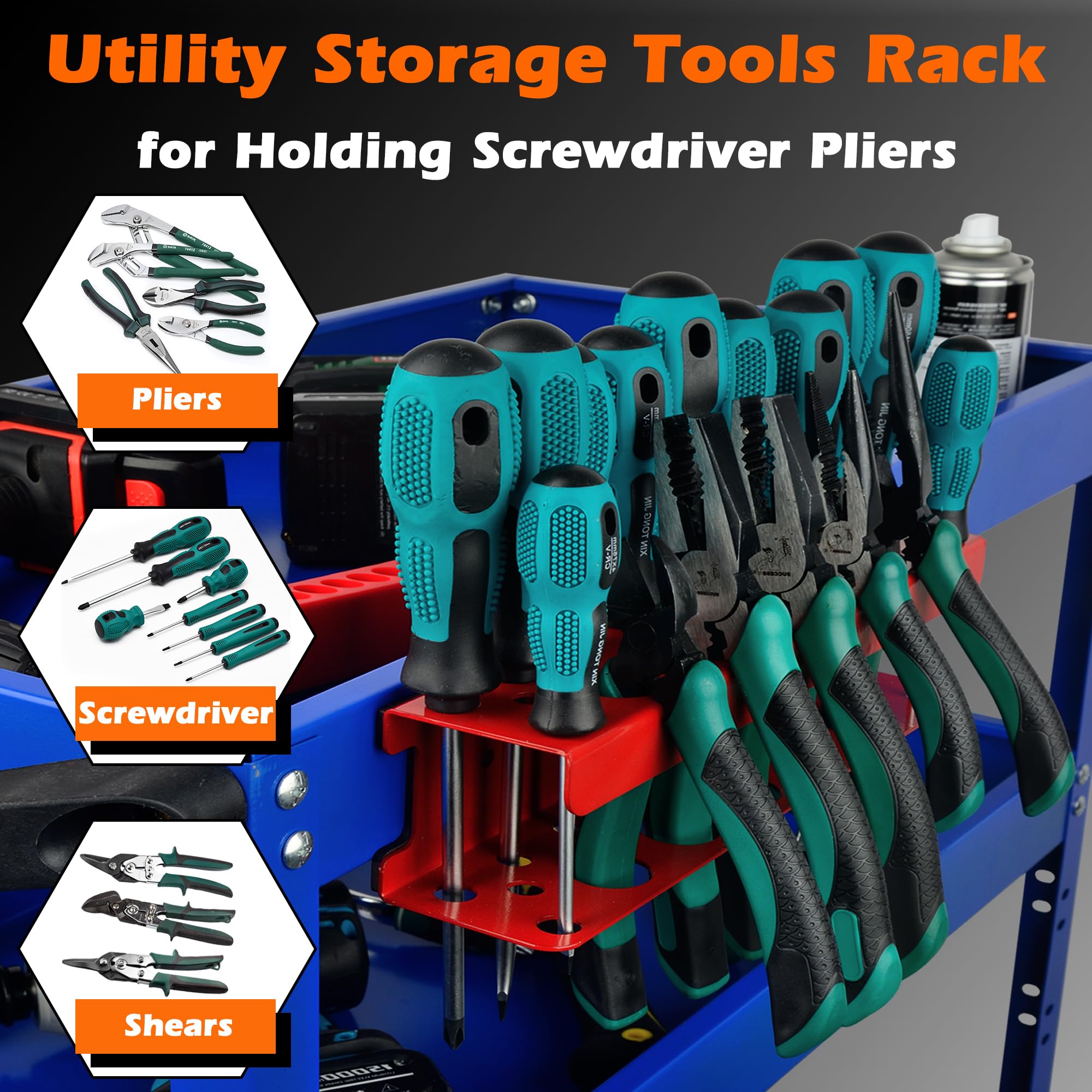 ULIBERMAGNET Magnetic Screwdriver Holder,Heavy Duty Pliers Metal Organizer Rack,Wall Mount Garage Organizer for Screwdriver, Plier, Shears,Tools Holder Rack for Garage,Tool Cart,Pegboards,Workbench