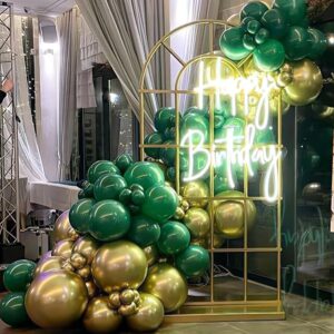 Green and Gold Balloon Arch Kit 144PCS Dark Emerald Green and Metallic Gold Latex Balloons Garland for Birthday Christmas Wedding Forest Theme Baby Shower Party Decorations