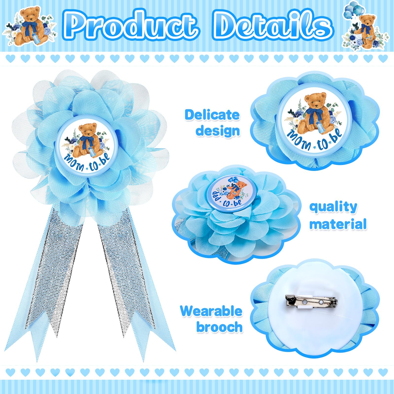 Capoda Bear Theme We Can Bearly Wait Baby Shower Decorations Mom to Be Sash Dad to Be Pin and Flower Crown Headband for Baby Shower Gender Reveal Party Sash for Boys and Girls Pregnancy Props Gifts