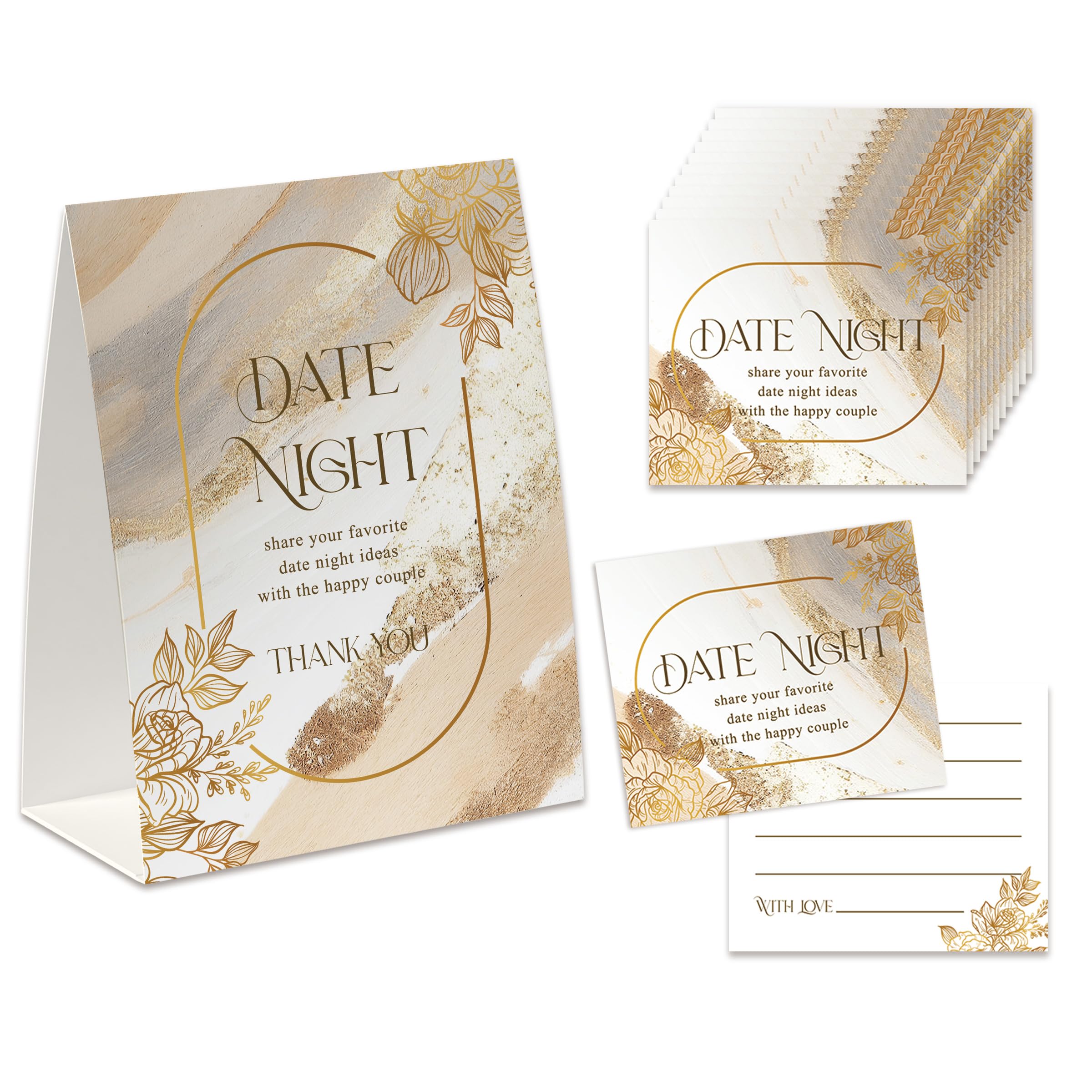 Date Night Ideas for Couples, Date Night Games, Bridal Shower Decorations, Popular Bridal Shower Games for Couples, Including 1 Sign And 50 Date Night Ideas Cards DATEN002