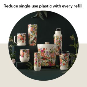 Corkcicle Rifle Paper 30oz Tumbler With Handle, Garden Cream Floral, Reusable Water Bottle, Triple Insulated Stainless Steel Travel Mug, BPA Free, Cold 12 Hours, Tumbler with Lid and Straw