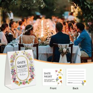 Date Night Ideas for Couples, Date Night Games, Bridal Shower Decorations, Popular Bridal Shower Games for Couples, Including 1 Sign And 50 Date Night Ideas Cards DATEN004