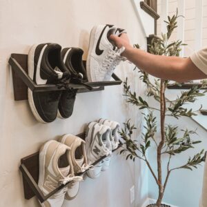 TopTierGoods Wall Shoe Rack - Set of 2 Wall Mounted Shoe Rack - Space Saving Wall Shoe Organizer - Wall Shoe Storage for Small Spaces - Durable Shoe Holder for Wall - Wall Shelf for Shoes