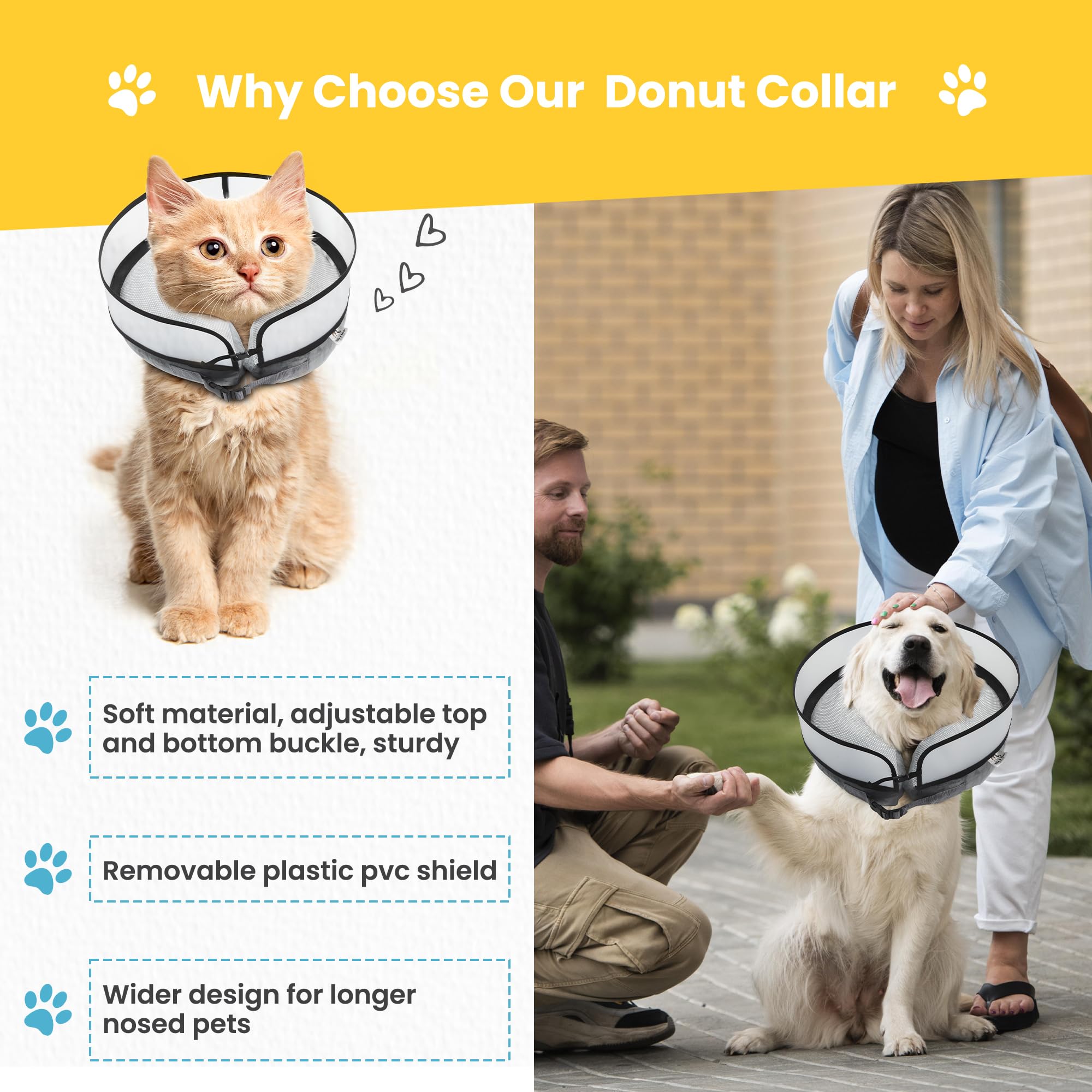 Inflatable Dog Cone Collar w/Pump - Small Dog Donut Collar After Surgery - Washable Dog Cone Collar w/Removable Soft Cone for Dogs After Surgery- Dog Cone Alternative After Surgery w/Soft Cover