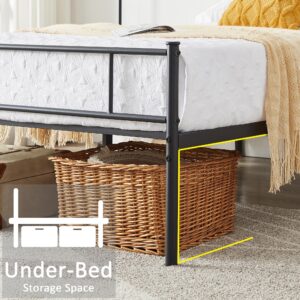 VECELO Twin Platform Bed Frame with Headboard and Footboard, 12'' Under-Bed Storage & Strong Metal Slats Support, No Box Spring Needed