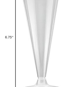 Restaurantware RW Base 6.5 Ounce Toasting Glasses 20 Disposable Champagne Flutes - With A Removal Base Premium Clear Plastic Cocktail Glasses Serve Sparkling Wine For Parties