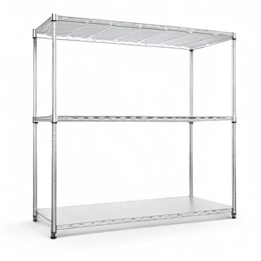 3 Tier NSF Wire Shelf Shelving Unit, 18 x 48 x 48 Inch 1050lbs Capacity Heavy Duty Adjustable Storage Metal Rack with Leveling Feet & Shelf Liners, Ideal for Garage, Kitchen, Office and More - Chrome