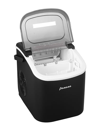 Panana Countertop Ice Makers,Automatic Clean,Portable Ice Maker 9 Bullet Ice Ready in 7-12min,26.5lbs/24H,for Home/Kitchen/Office/Party,Black