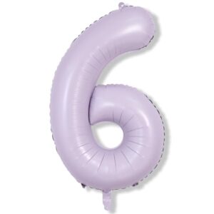 40 Inch Balloon Number 6 Light Purple, Large Foil Pastel Purple 6 Balloons Number for Women, Lavender Globos de Numero 6 Helium Balloons for Girls 6th Birthday Anniversary Graduation Party Decorations