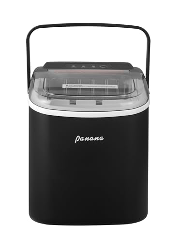 Panana Countertop Ice Makers,Automatic Clean,Portable Ice Maker 9 Bullet Ice Ready in 7-12min,26.5lbs/24H,for Home/Kitchen/Office/Party,Black