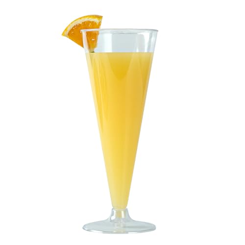 Restaurantware RW Base 6.5 Ounce Toasting Glasses 20 Disposable Champagne Flutes - With A Removal Base Premium Clear Plastic Cocktail Glasses Serve Sparkling Wine For Parties