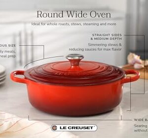 Le Creuset Enameled Cast Iron Signature Round Wide Dutch Oven, 6.75 qt., Caribbean