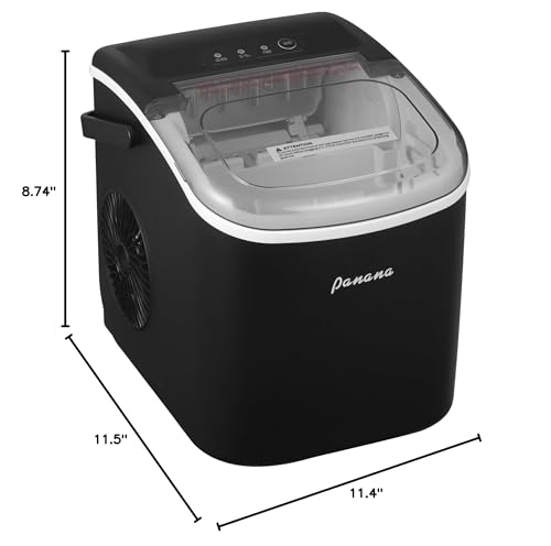 Panana Countertop Ice Makers,Automatic Clean,Portable Ice Maker 9 Bullet Ice Ready in 7-12min,26.5lbs/24H,for Home/Kitchen/Office/Party,Black