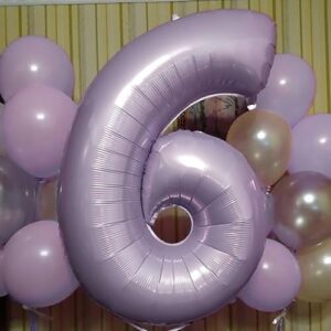 40 Inch Balloon Number 6 Light Purple, Large Foil Pastel Purple 6 Balloons Number for Women, Lavender Globos de Numero 6 Helium Balloons for Girls 6th Birthday Anniversary Graduation Party Decorations