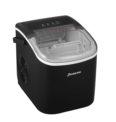 Panana Countertop Ice Makers,Automatic Clean,Portable Ice Maker 9 Bullet Ice Ready in 7-12min,26.5lbs/24H,for Home/Kitchen/Office/Party,Black