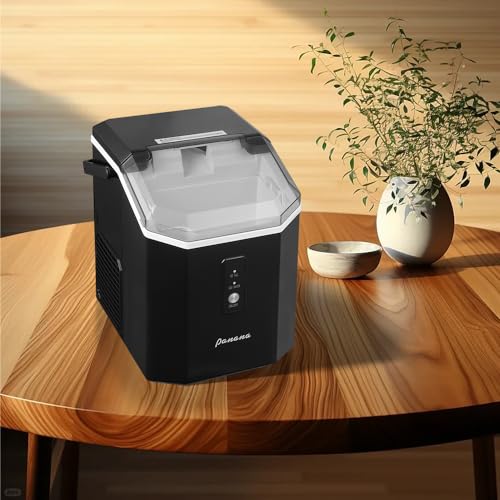 Panana Smart Ice Cube Maker,Automatic Square Ice Cubes Nugget Ice Maker Make Soft Chewable Ice 34 Pounds /24 Hours,50 Pcs ice in 7 Mins Self-Cleaning Portable Compact Ice Makers with Ice Scoop Basket