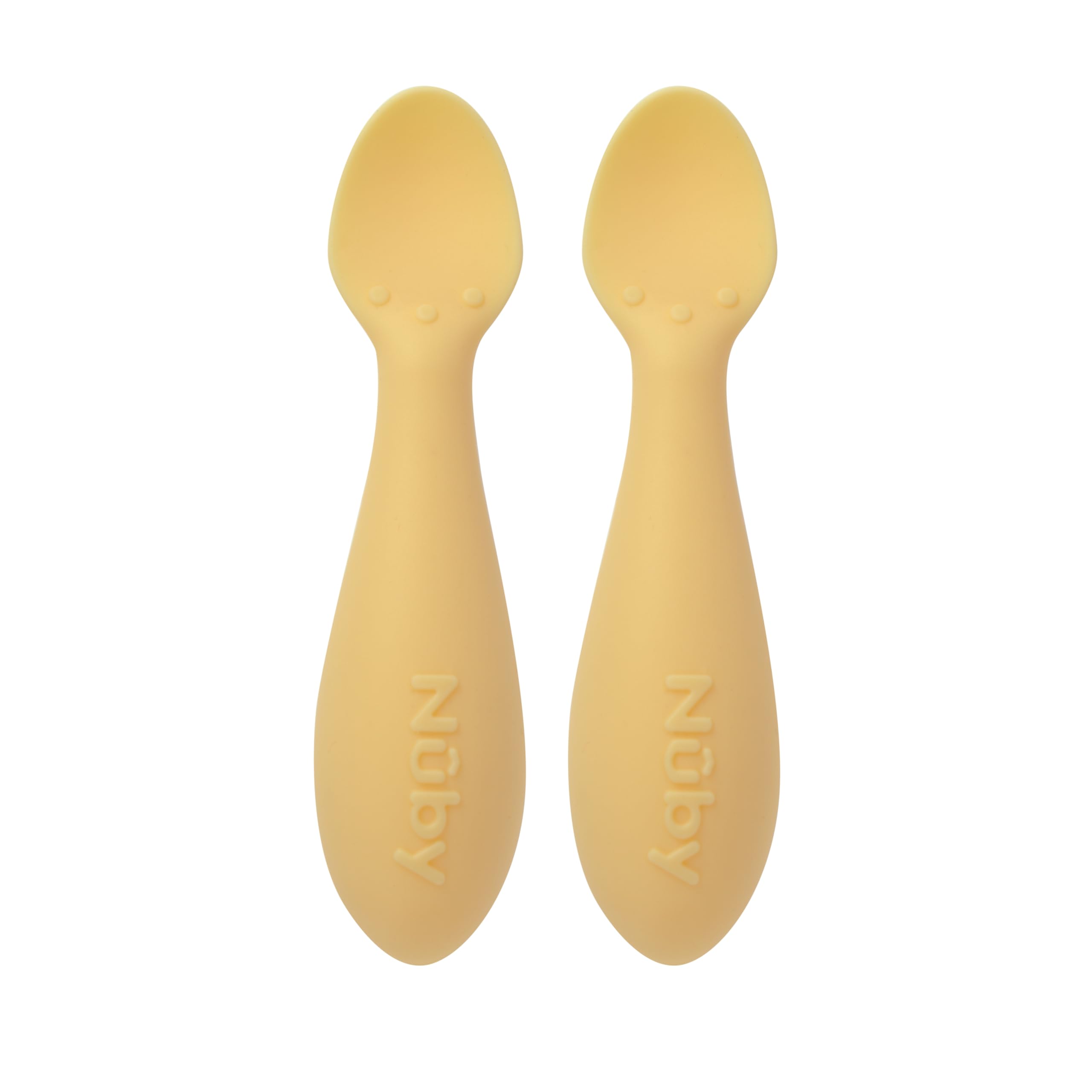 Nuby Silicone Mini Spoons - (2-Pack) Baby-Led Weaning Spoons for Babies - 4+ Months - Yellow