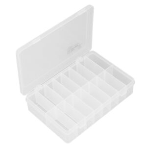 16 Compartment Organizer Box, 16 Compartment Clear Parts Box Adjustable Jewelry Organizer Container, Hooks & Hangers