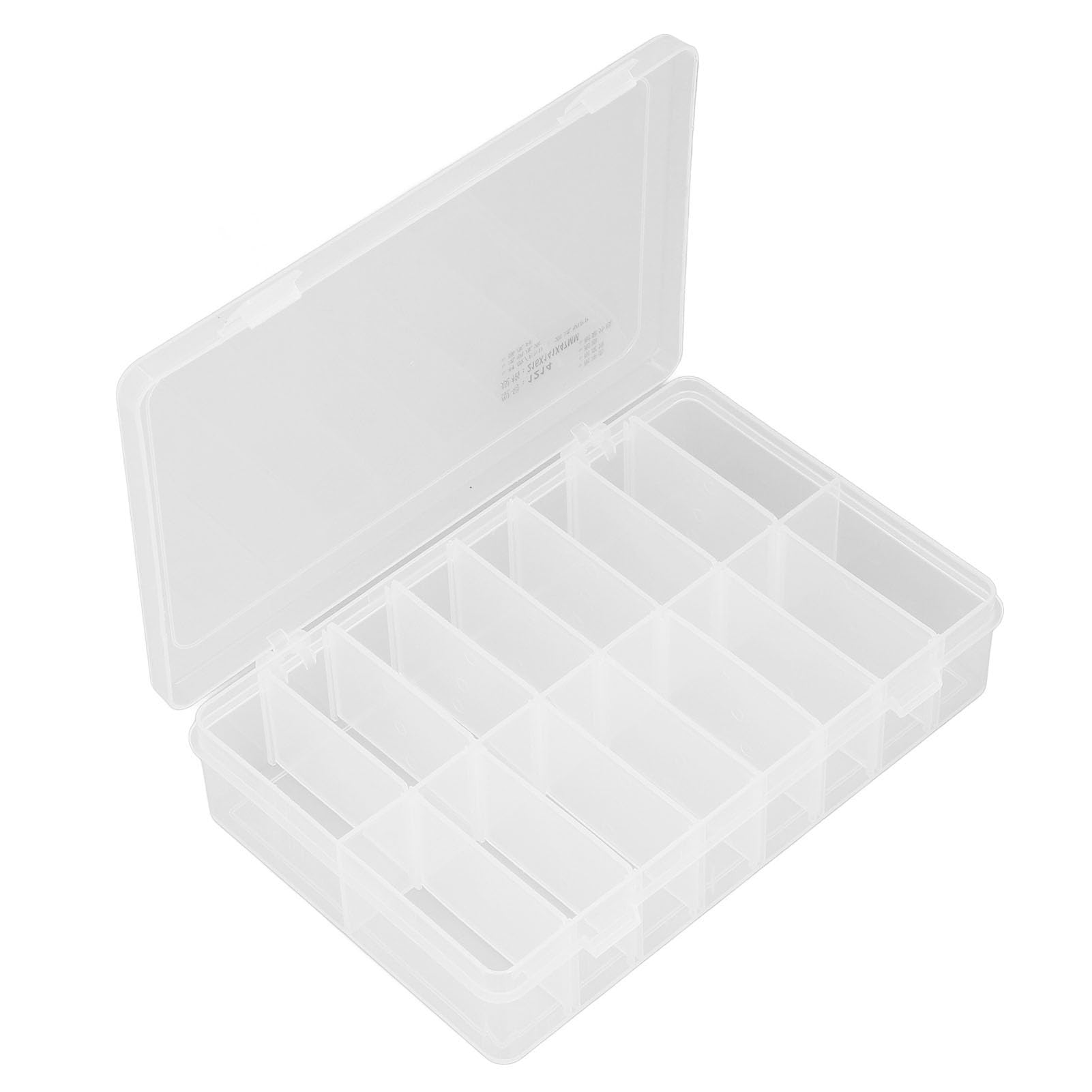 16 Compartment Organizer Box, 16 Compartment Clear Parts Box Adjustable Jewelry Organizer Container, Hooks & Hangers