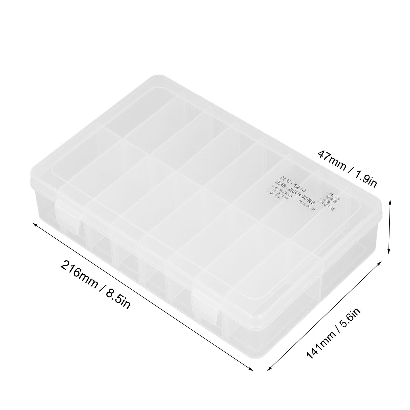 16 Compartment Organizer Box, 16 Compartment Clear Parts Box Adjustable Jewelry Organizer Container, Hooks & Hangers