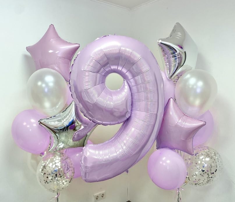 40 Inch Balloon Number 6 Light Purple, Large Foil Pastel Purple 6 Balloons Number for Women, Lavender Globos de Numero 6 Helium Balloons for Girls 6th Birthday Anniversary Graduation Party Decorations