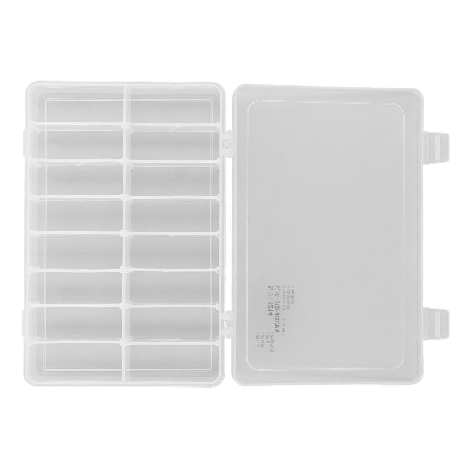 16 Compartment Organizer Box, 16 Compartment Clear Parts Box Adjustable Jewelry Organizer Container, Hooks & Hangers