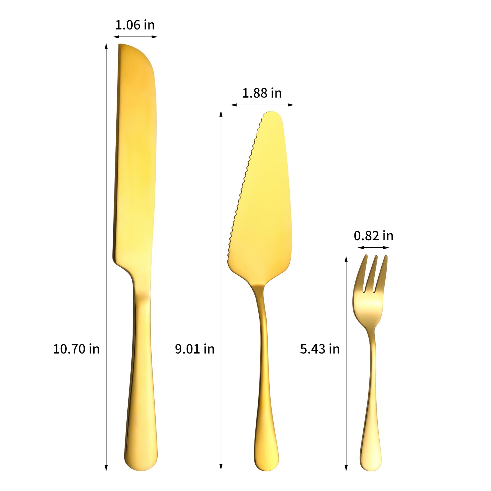 Cake Knife and Server Set with 6 Pcs Cake Forks,Wedding Cake Cutting Set for Birthday Anniversary Parties and Festival(8 PCS, Gold)