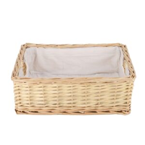 yahuan rectangular wicker storage basket woven rattan basket with handle, baskets for organizing, bedroom,living room,pantry (wicker with lining)